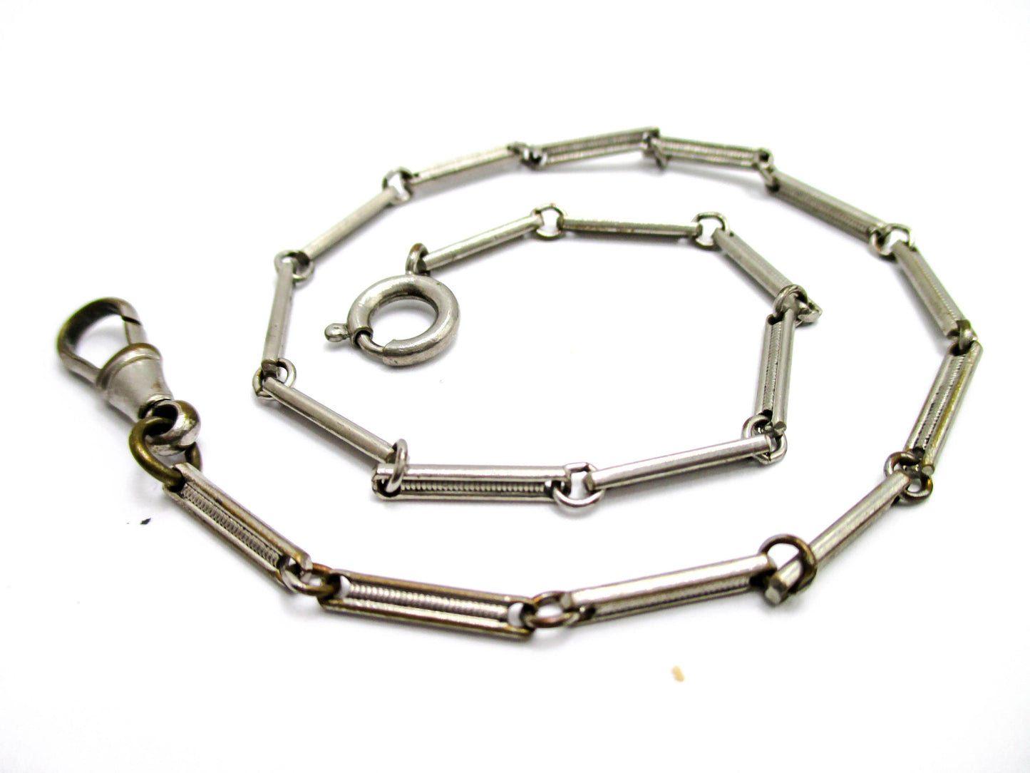 20th Century Silver Tone Bar Link Watch Chain - 6.9g Unsigned