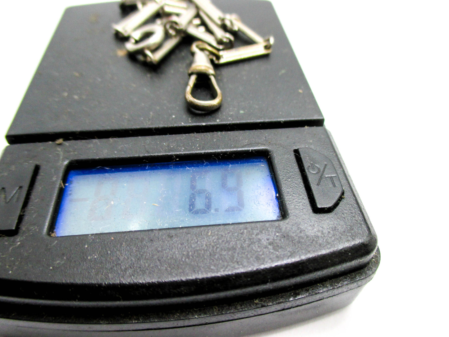 20th Century Silver Tone Bar Link Watch Chain - 6.9g Unsigned