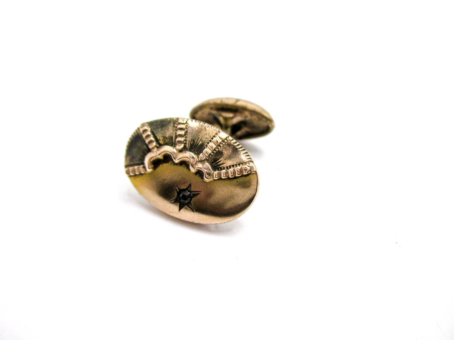Edwardian Cufflinks Gold Filled Rhinestone Accent