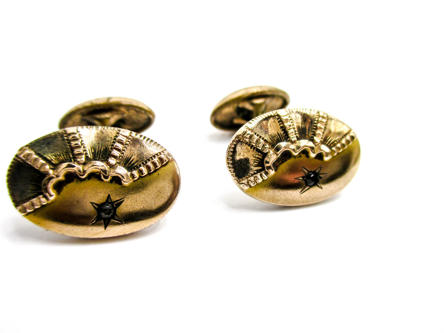 Edwardian Cufflinks Gold Filled Rhinestone Accent