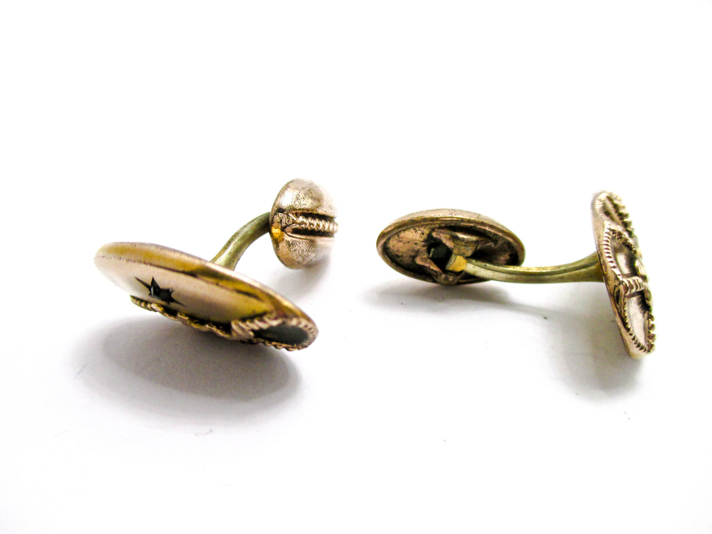 Edwardian Cufflinks Gold Filled Rhinestone Accent