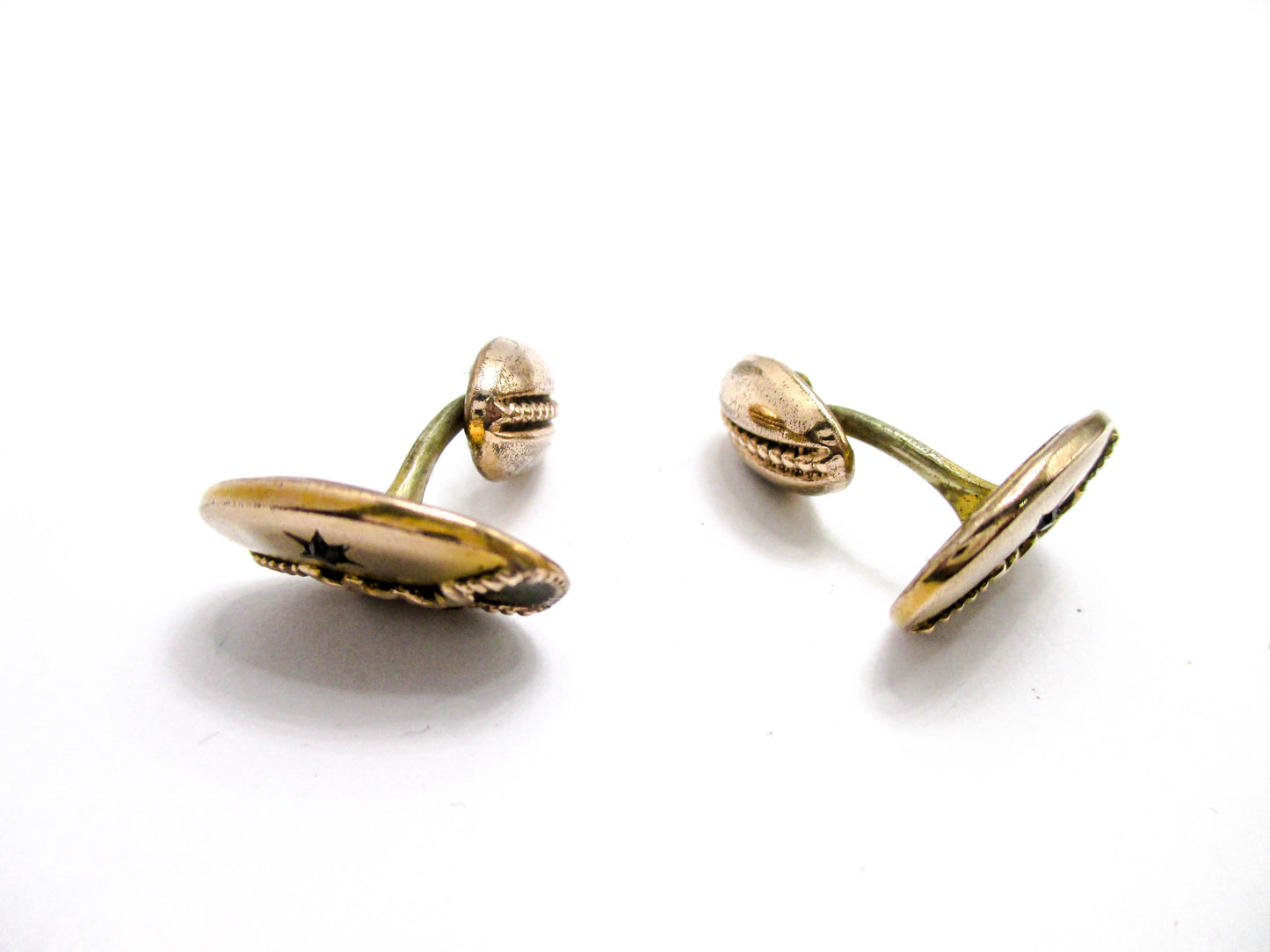 Edwardian Cufflinks Gold Filled Rhinestone Accent