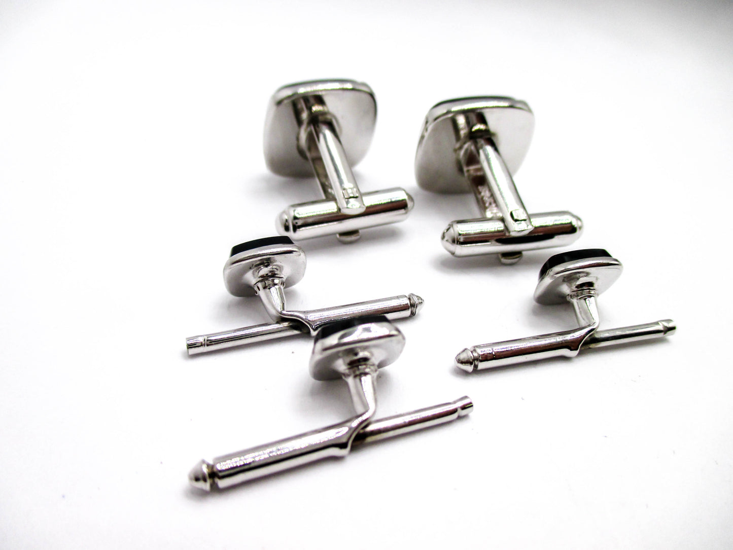 Vintage Tuxedo Prom Set - Silver and Black Links and Studs