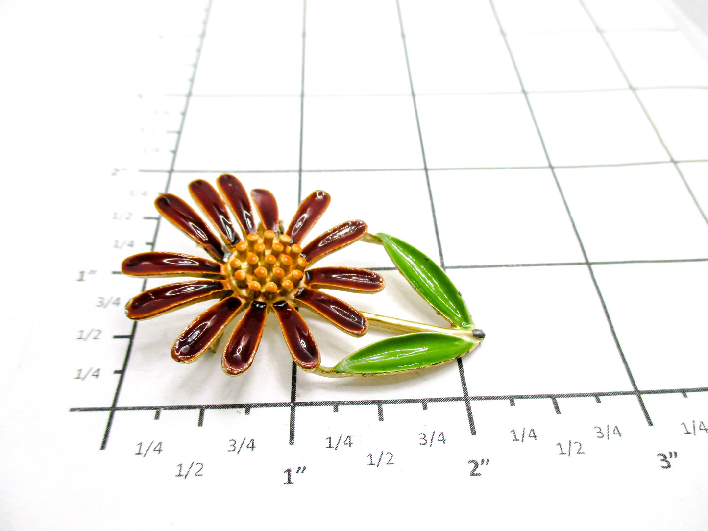 Vintage Enamel Flower Pin For Sale