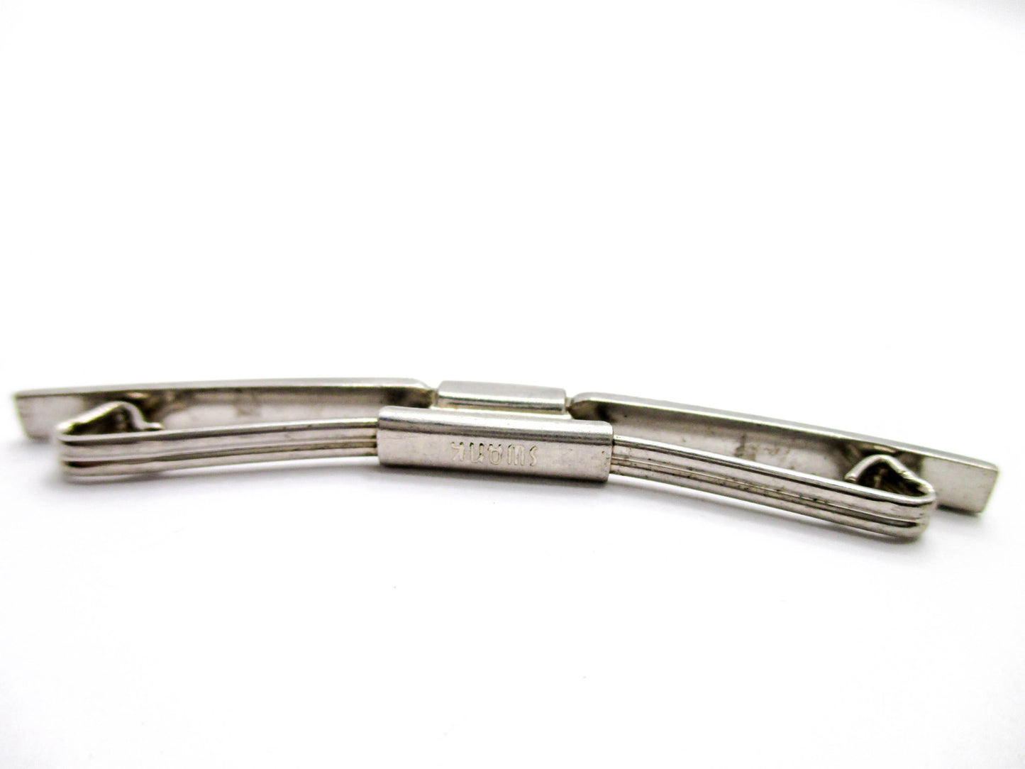 Vintage Silver Tone Collar Bar - Signed by SWANK