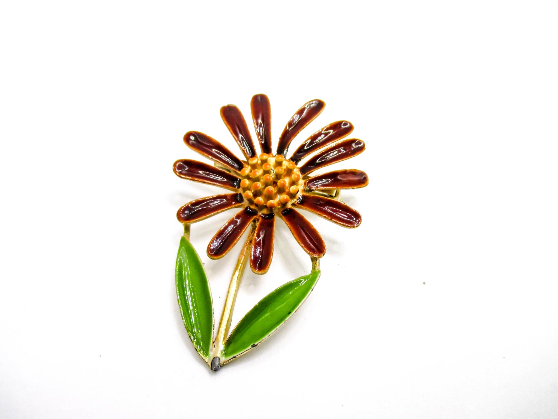 Vintage Enamel Flower Pin For Sale