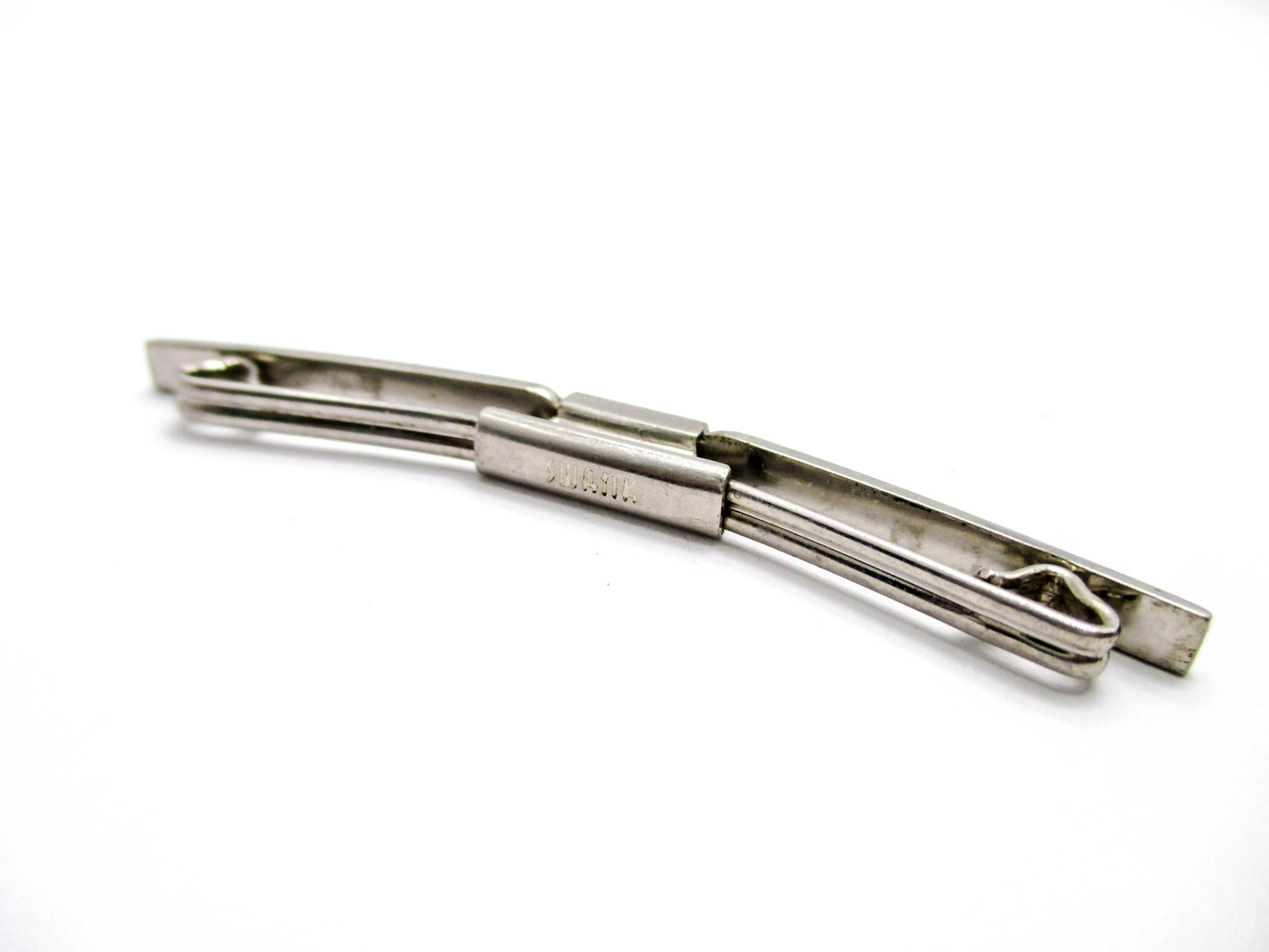 Vintage Silver Tone Collar Bar - Signed by SWANK