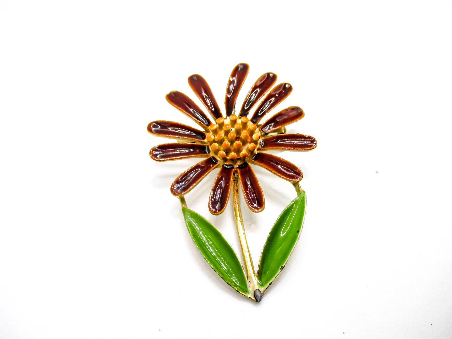 Vintage Enamel Flower Pin For Sale