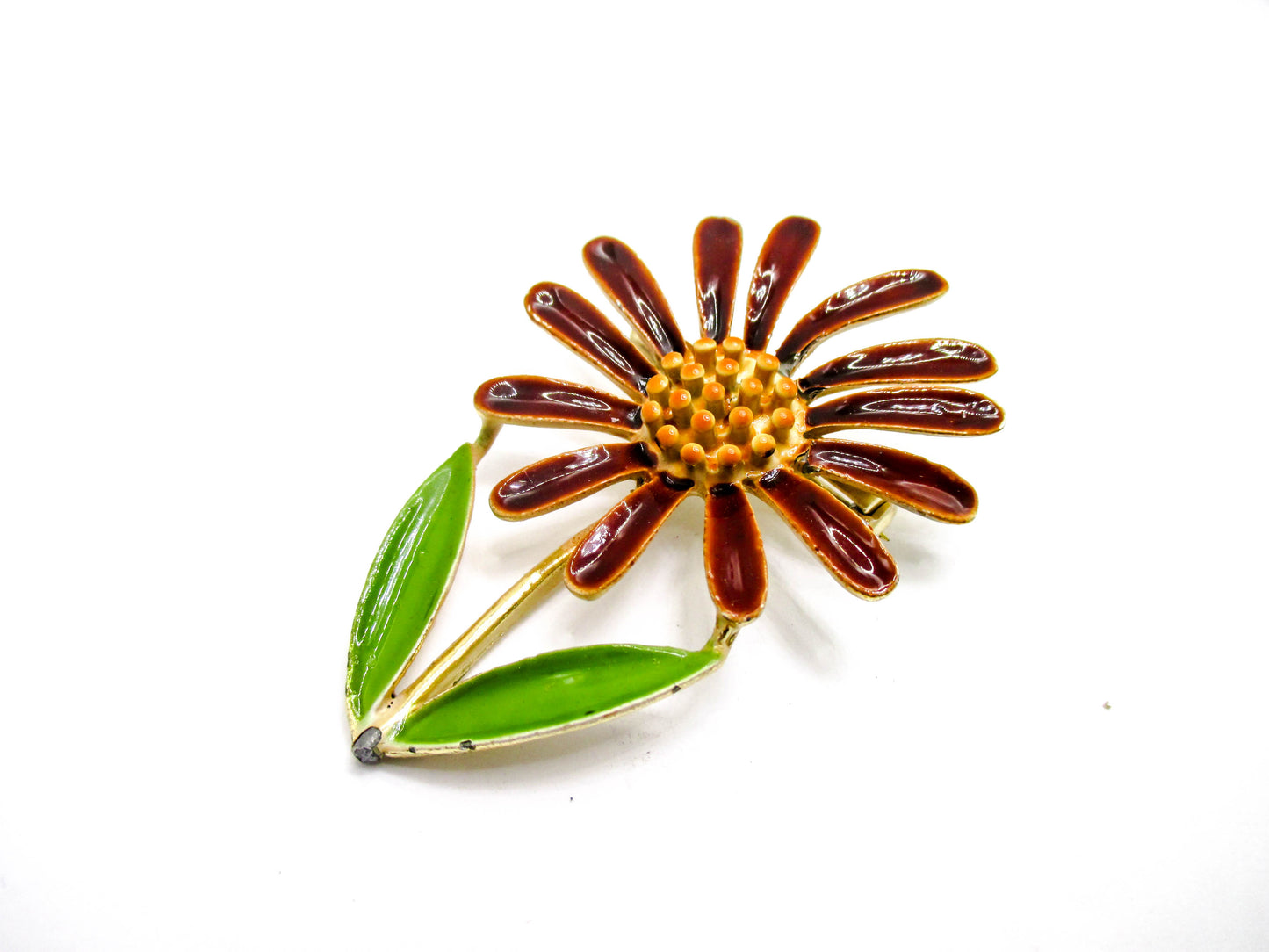 Vintage Enamel Flower Pin For Sale