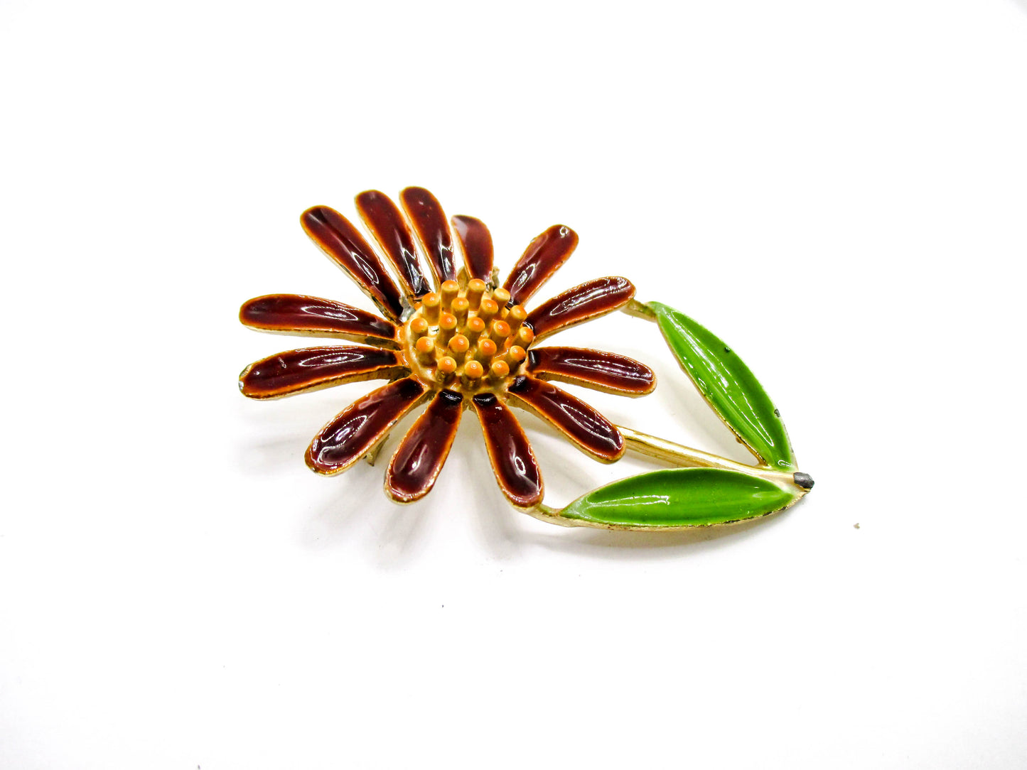 Vintage Enamel Flower Pin For Sale