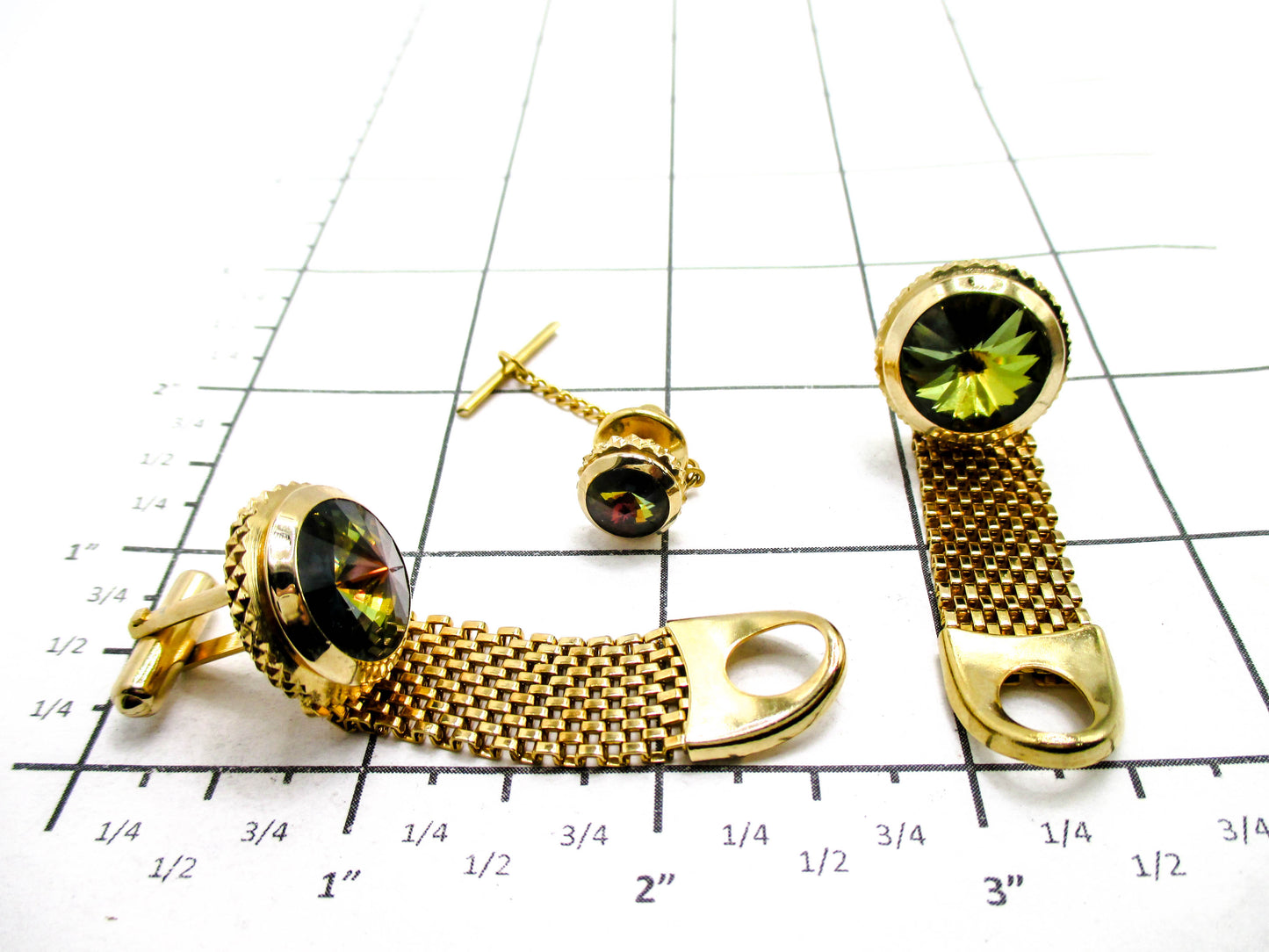 Combination Set Wraparound Cufflink Set - Watermelon Rivoli