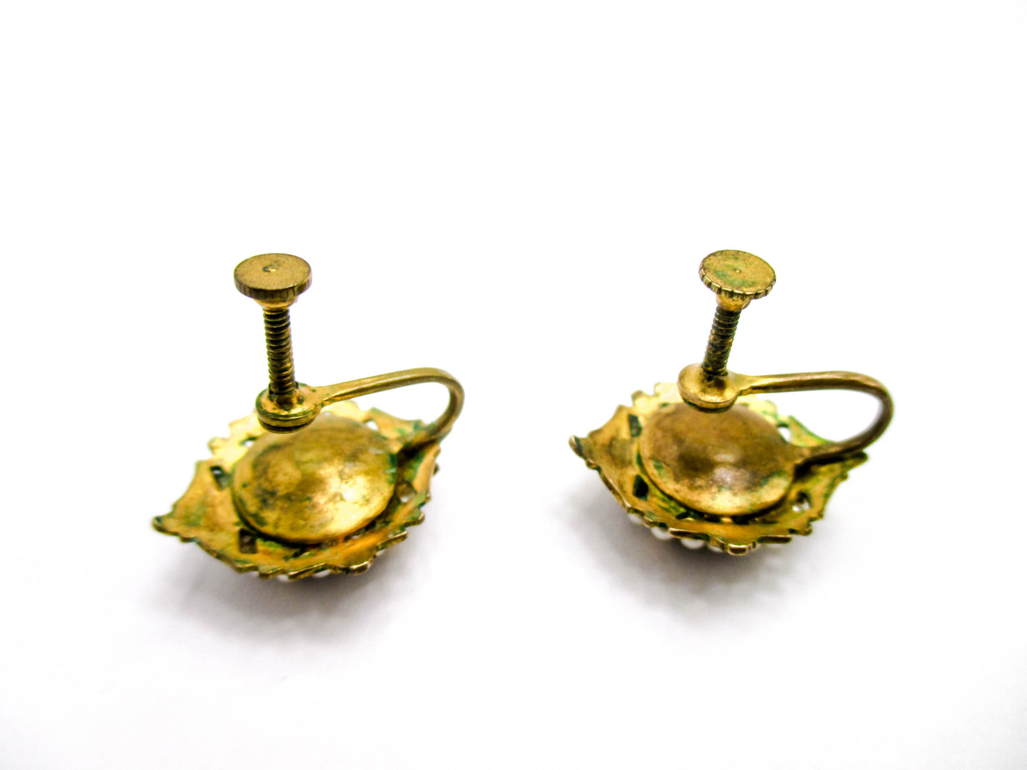 Vintage Screw-back Earrings - Pearl Trimmed Costume Jewelry Cameos
