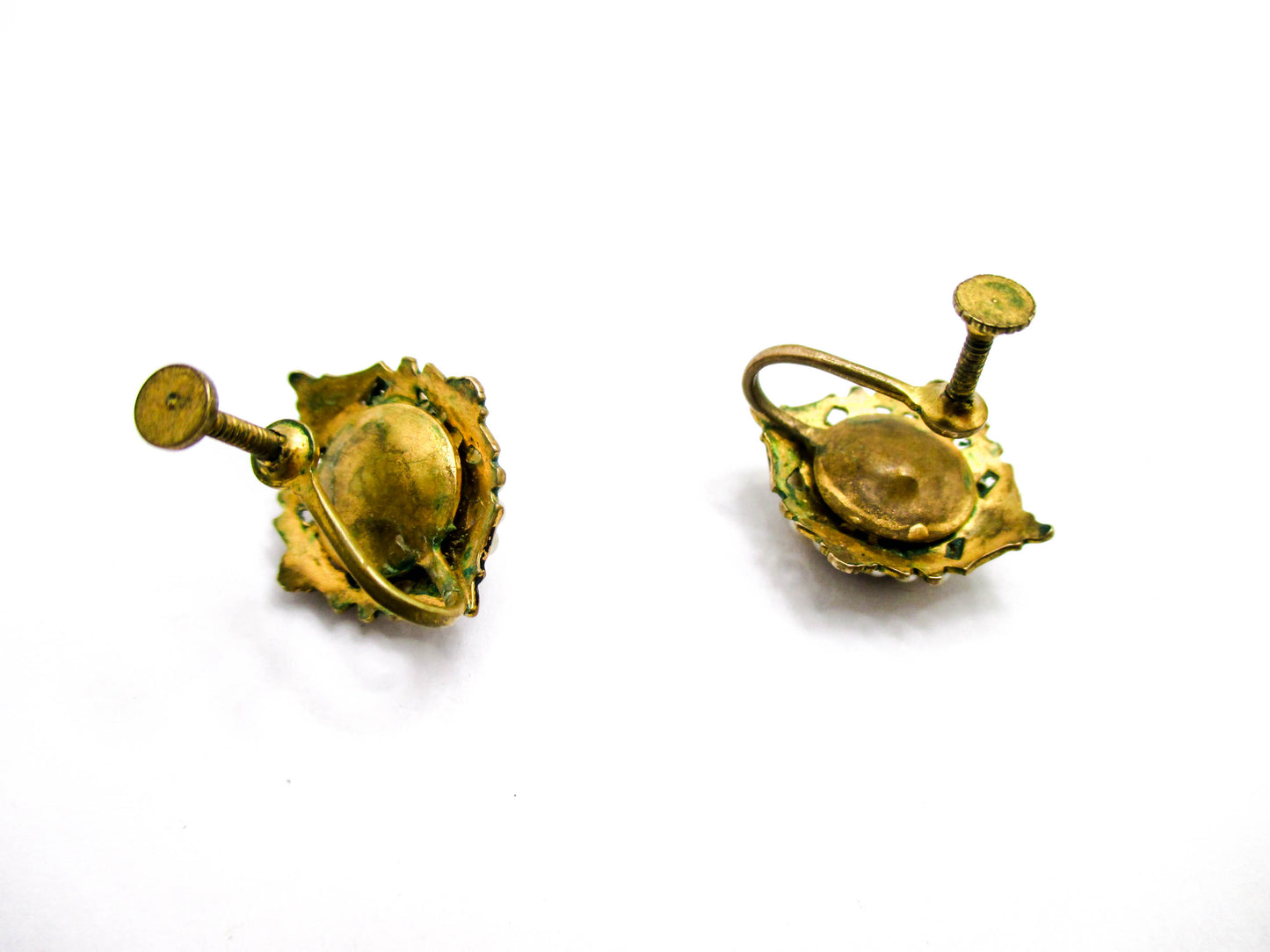 Vintage Screw-back Earrings - Pearl Trimmed Costume Jewelry Cameos