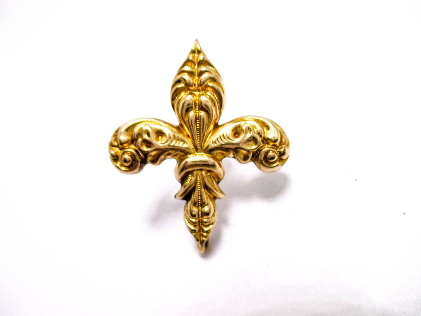 Fleur-de-lis Watch Pin - Beautiful Front, Damaged Back