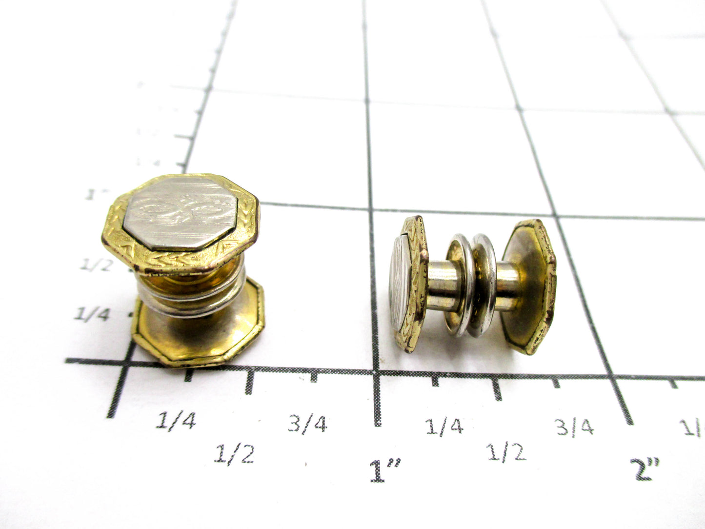 1920s Gold and Silver Tone Snap Cufflinks