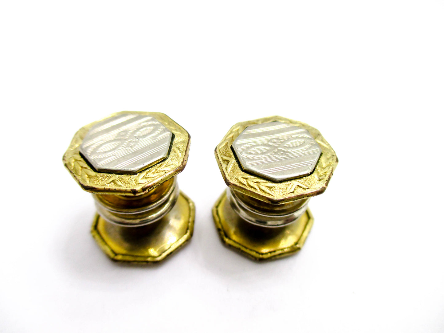 1920s Gold and Silver Tone Snap Cufflinks