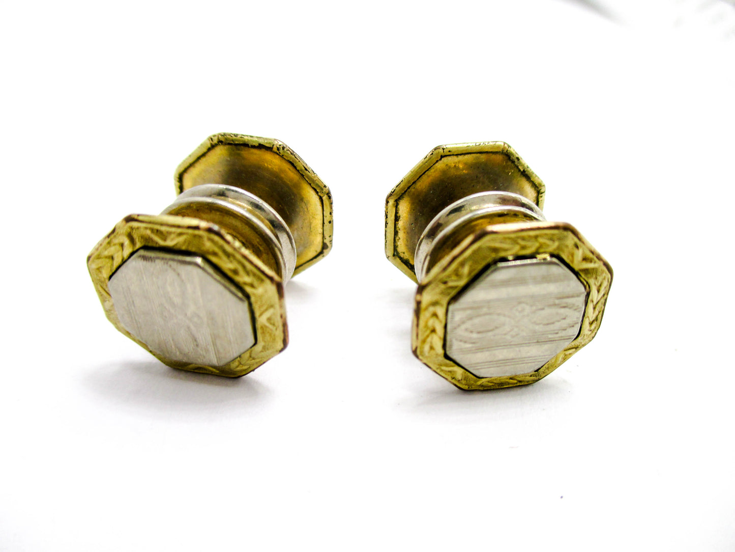 1920s Gold and Silver Tone Snap Cufflinks