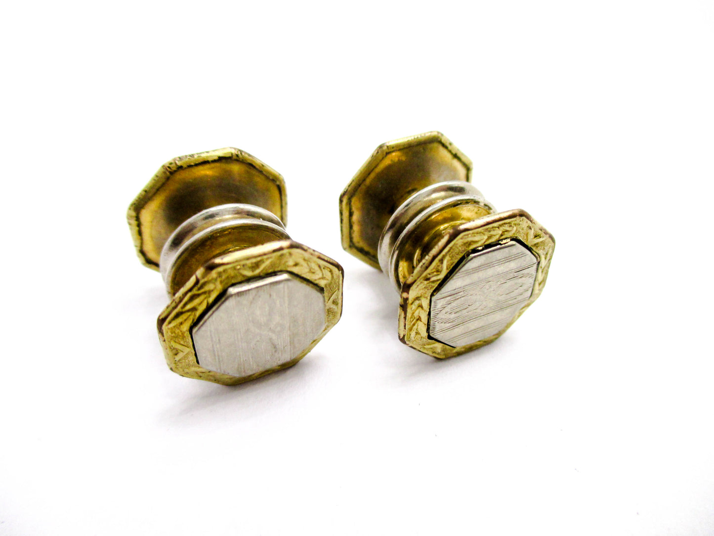 1920s Gold and Silver Tone Snap Cufflinks