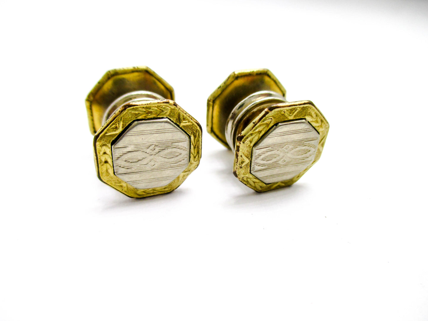 1920s Gold and Silver Tone Snap Cufflinks
