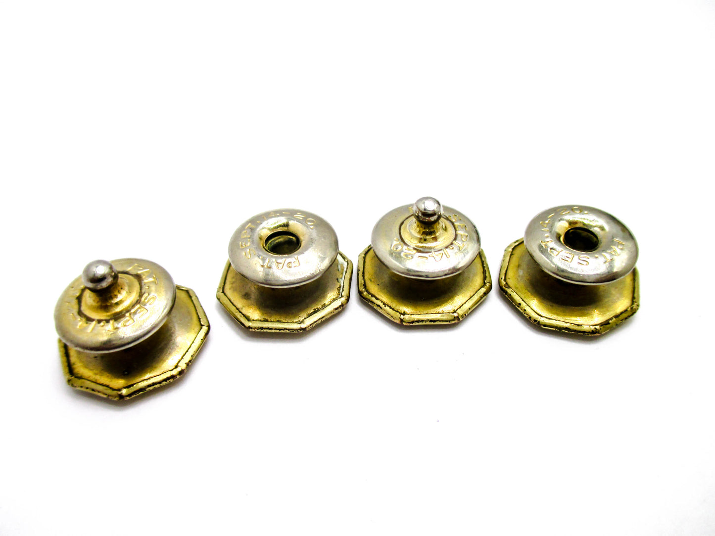 1920s Gold and Silver Tone Snap Cufflinks