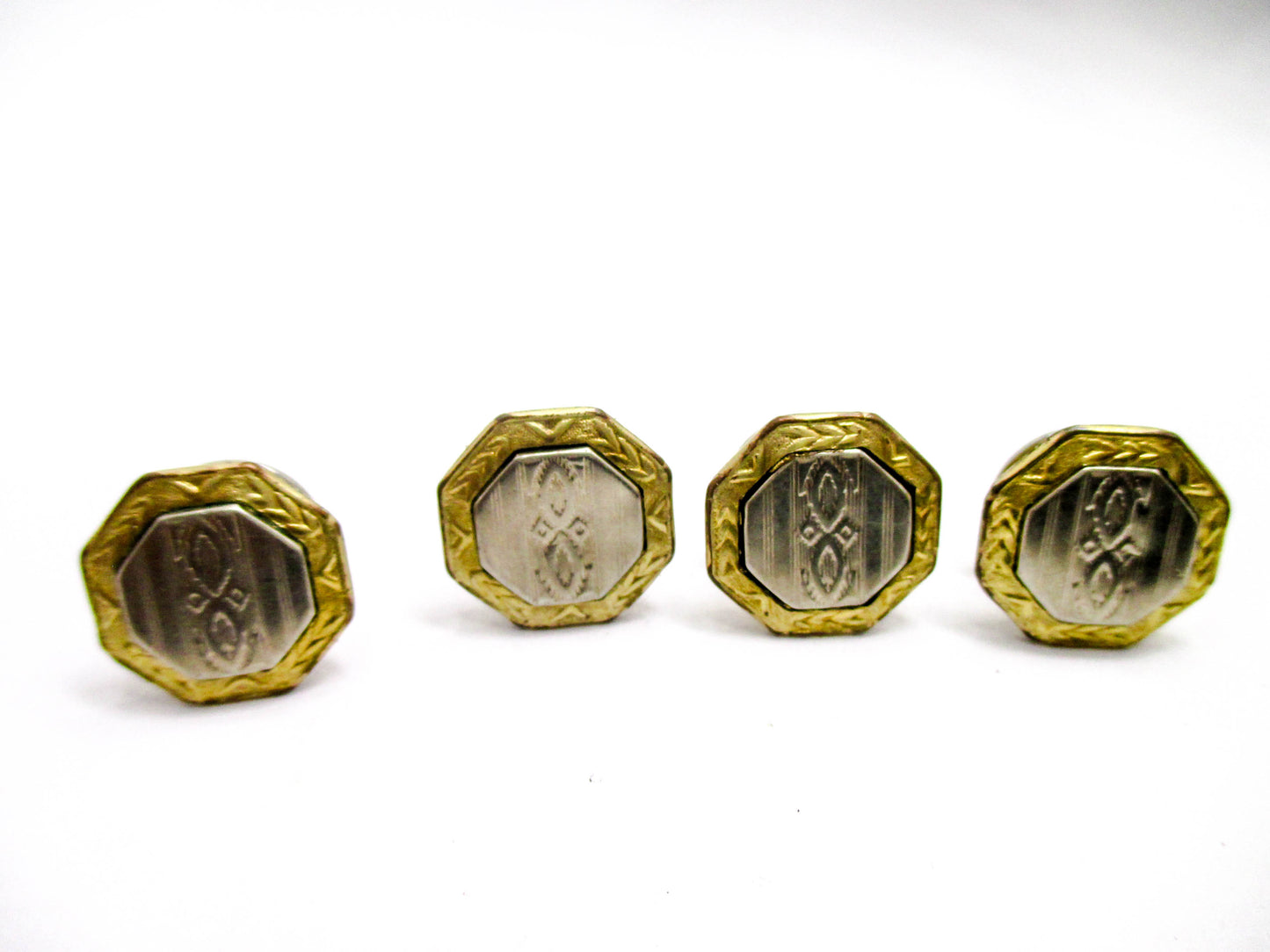 1920s Gold and Silver Tone Snap Cufflinks