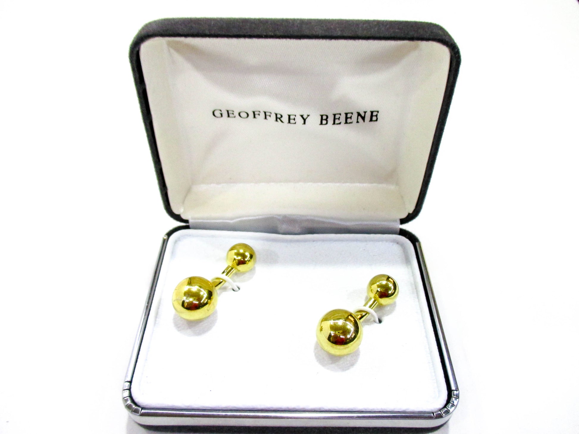Barbell Cufflinks by Geoffrey Beene - Gold Tone Elegance