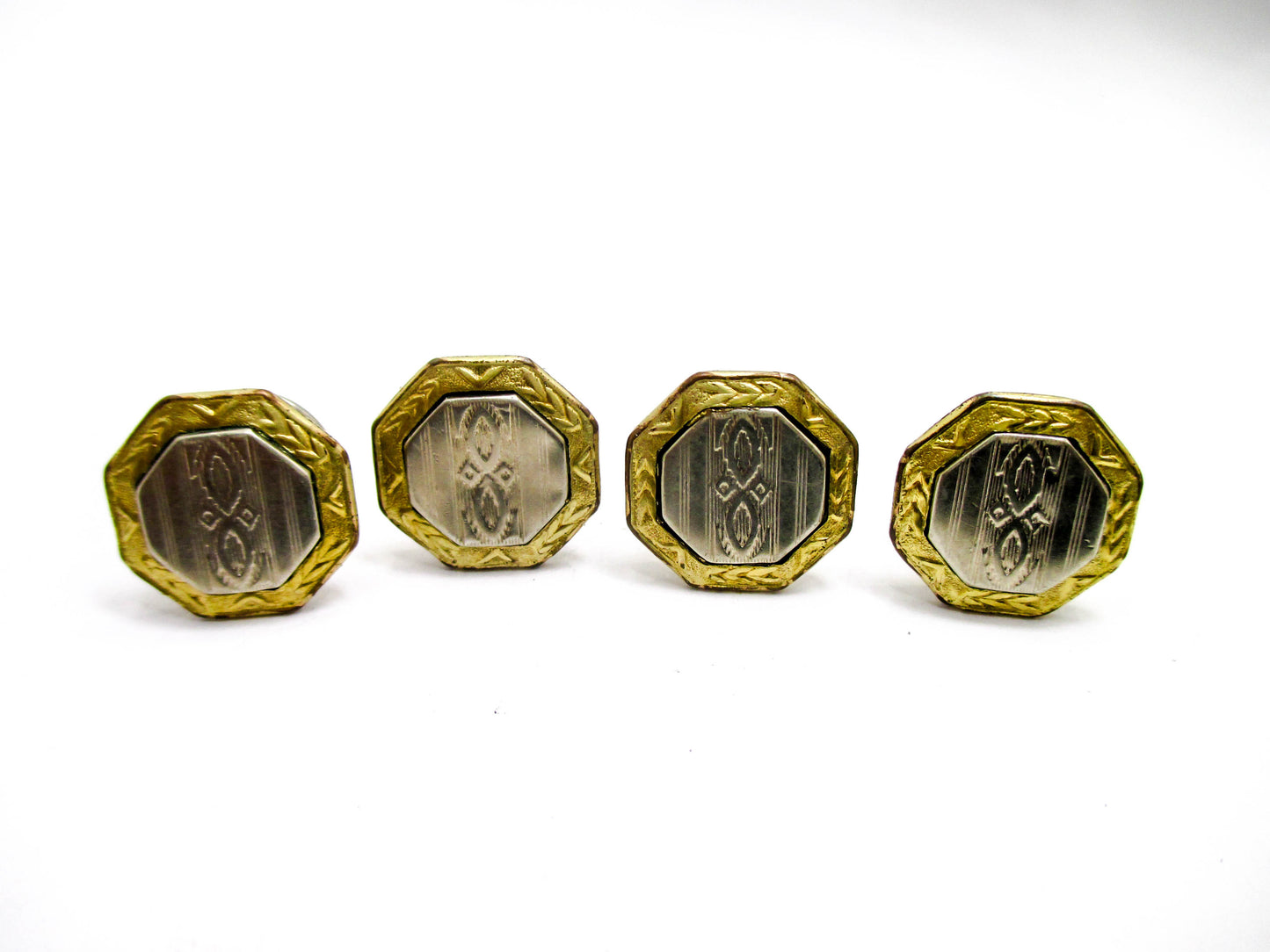 1920s Gold and Silver Tone Snap Cufflinks