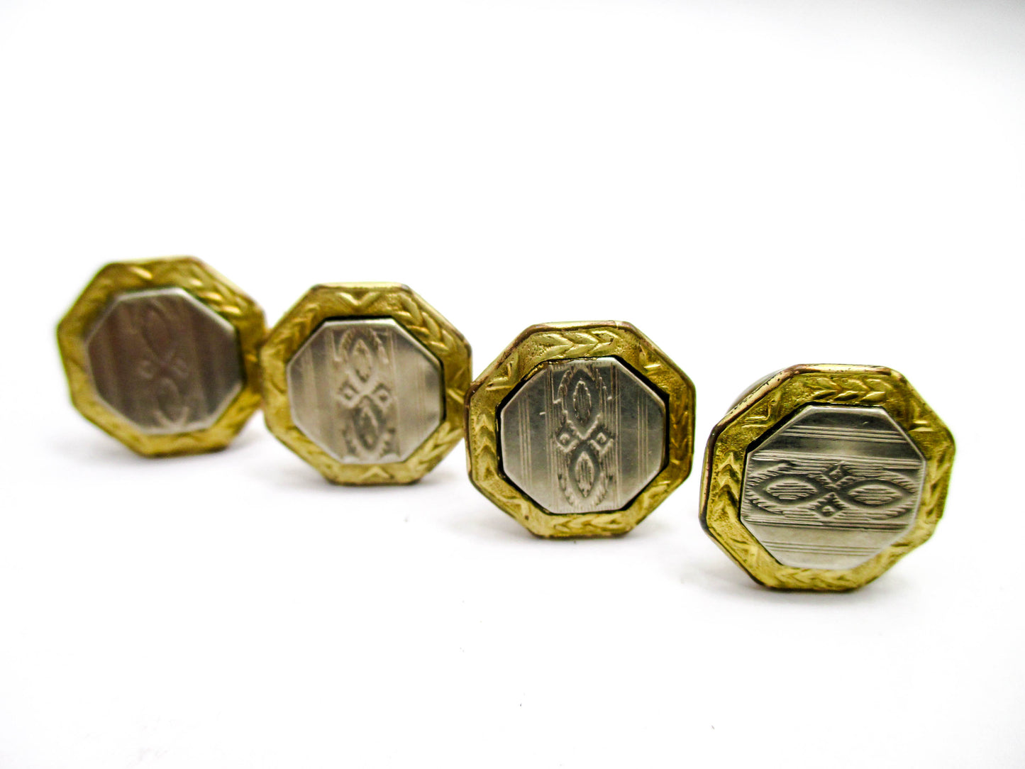 1920s Gold and Silver Tone Snap Cufflinks