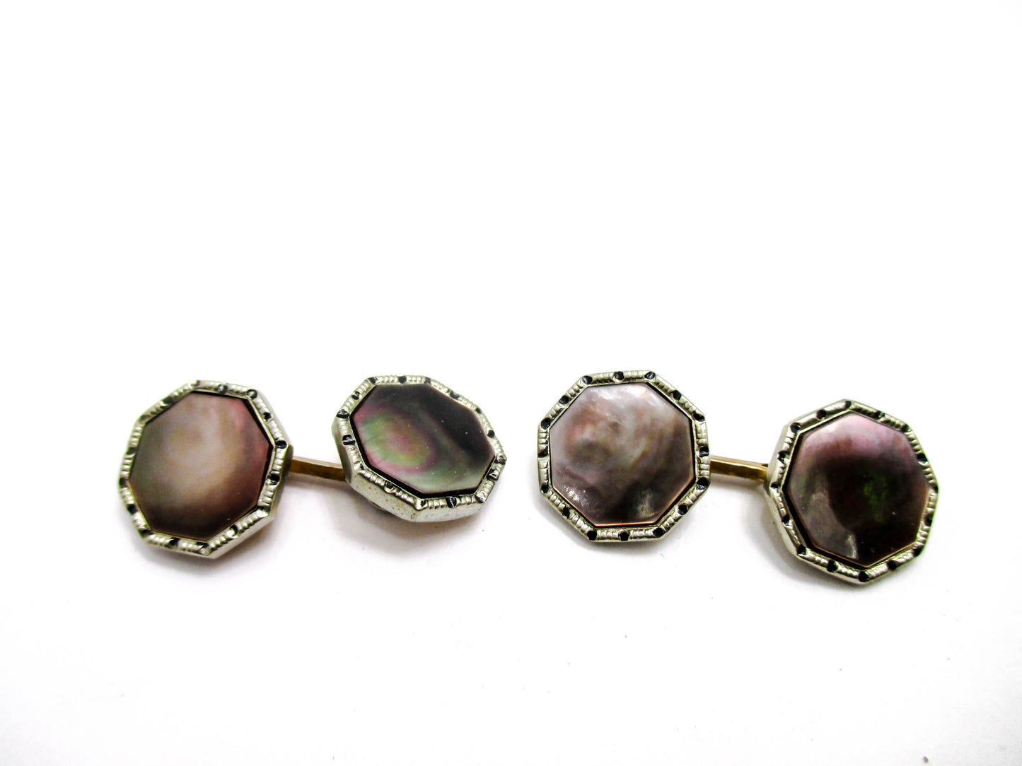 Double Sided Abalone Shell - Art Deco Cufflinks