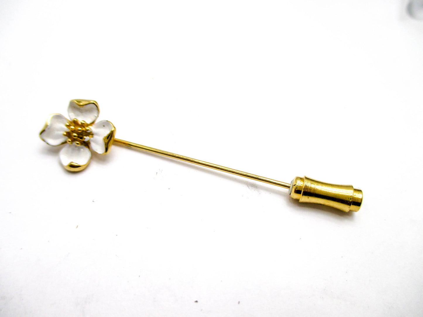 Vintage Trifari Stick Pin - White Dogwood Flower