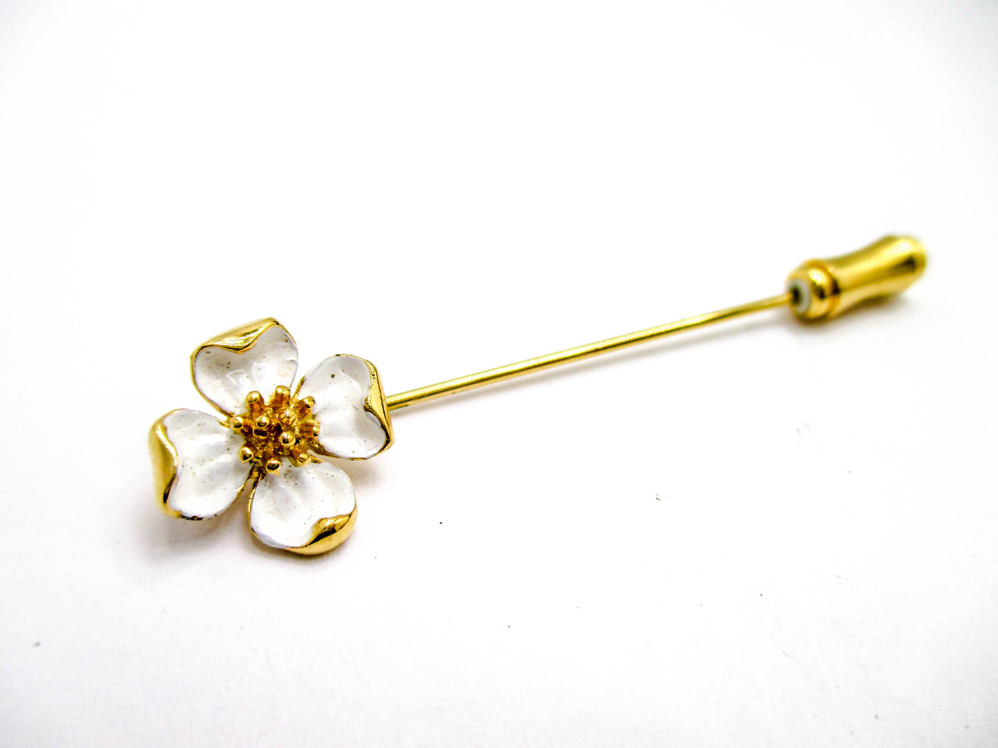 Vintage Trifari Stick Pin - White Dogwood Flower