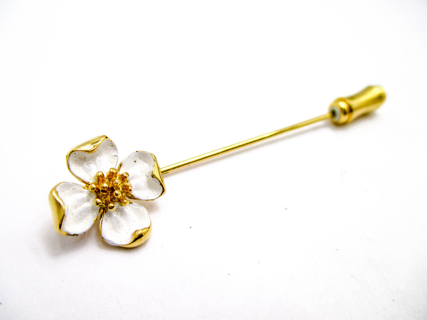 Vintage Trifari Stick Pin - White Dogwood Flower