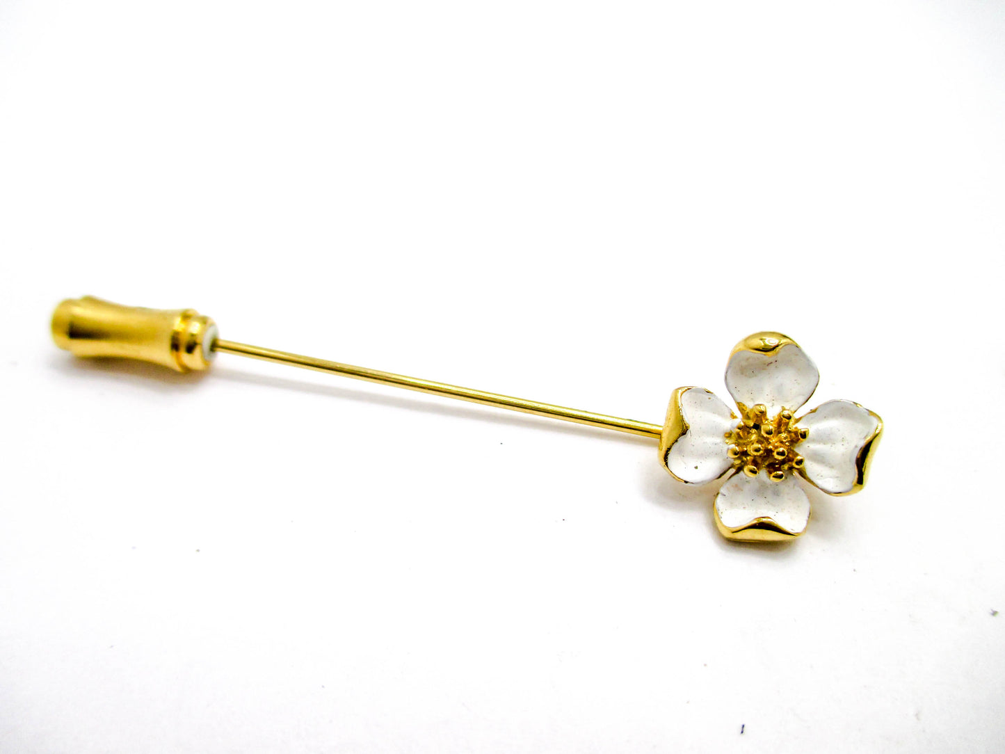 Vintage Trifari Stick Pin - White Dogwood Flower