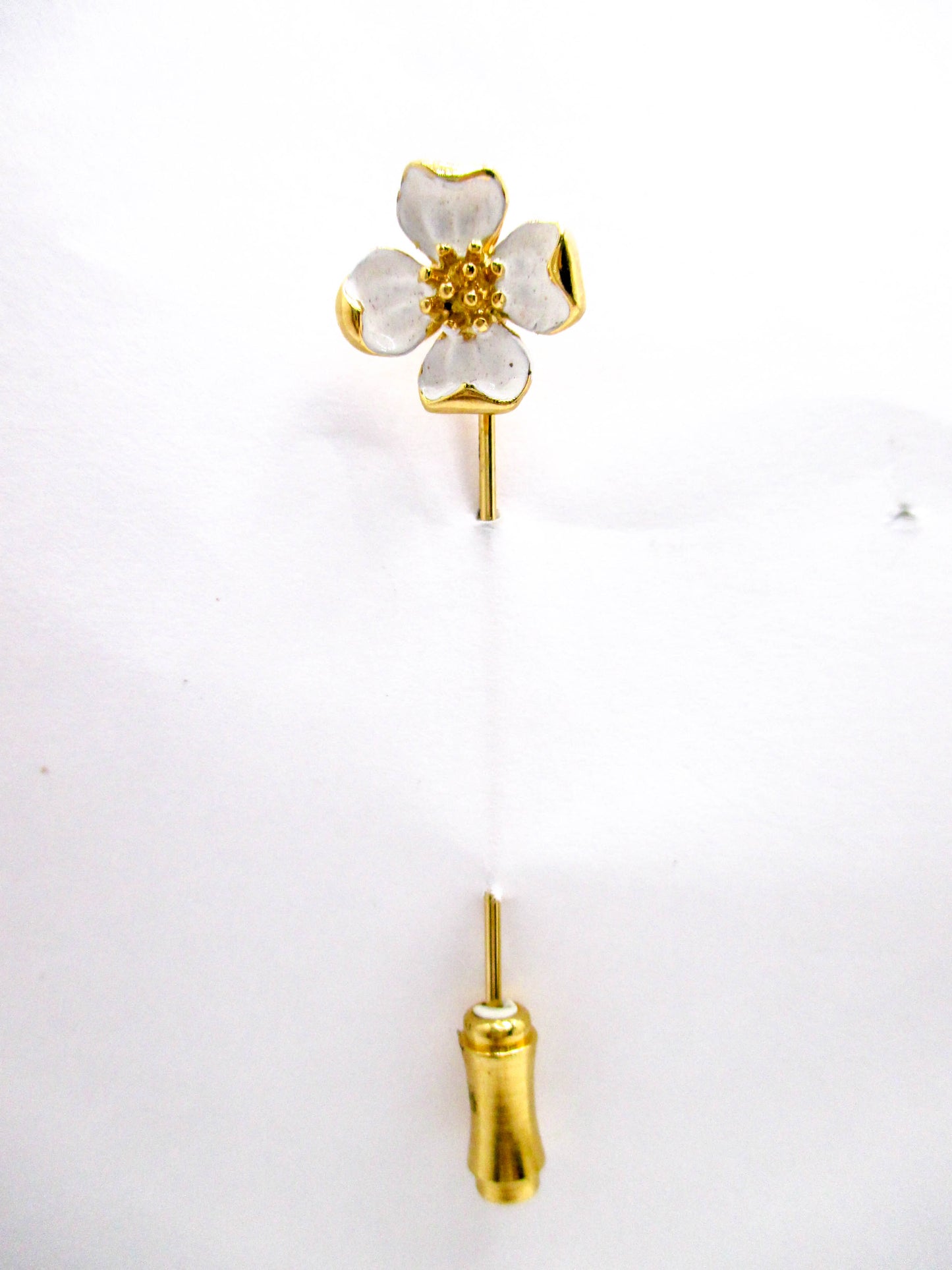 Vintage Trifari Stick Pin - White Dogwood Flower