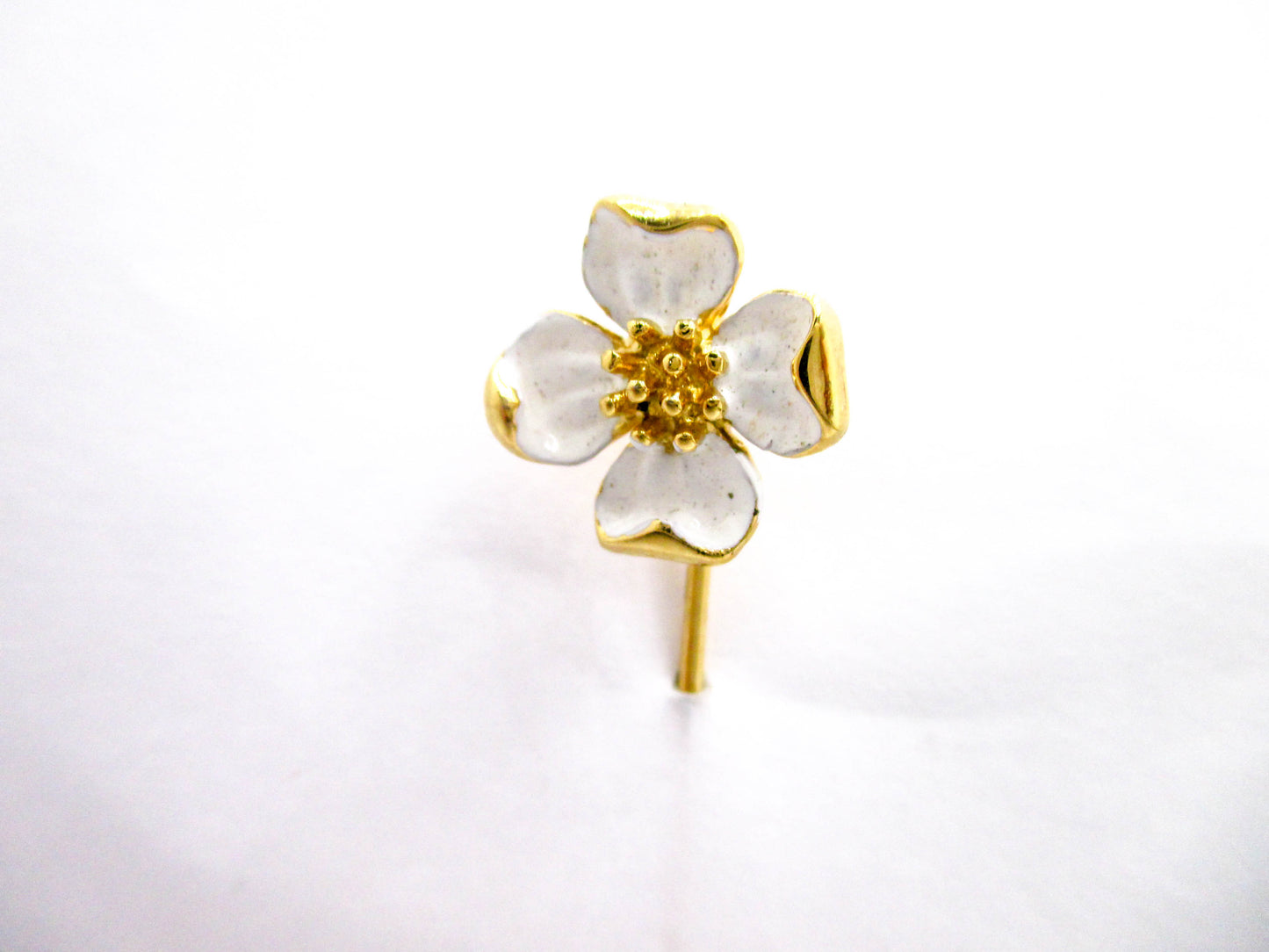 Vintage Trifari Stick Pin - White Dogwood Flower