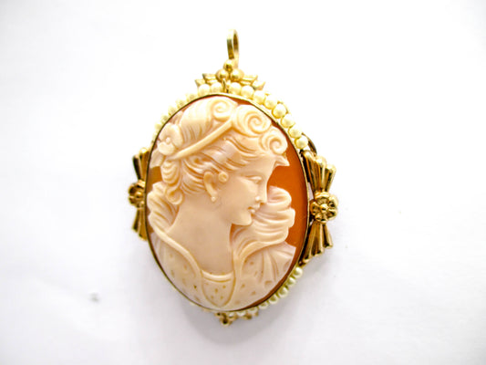 Gorgeous Cameo Brooch Pendant By Van Dell Jewelry Co.
