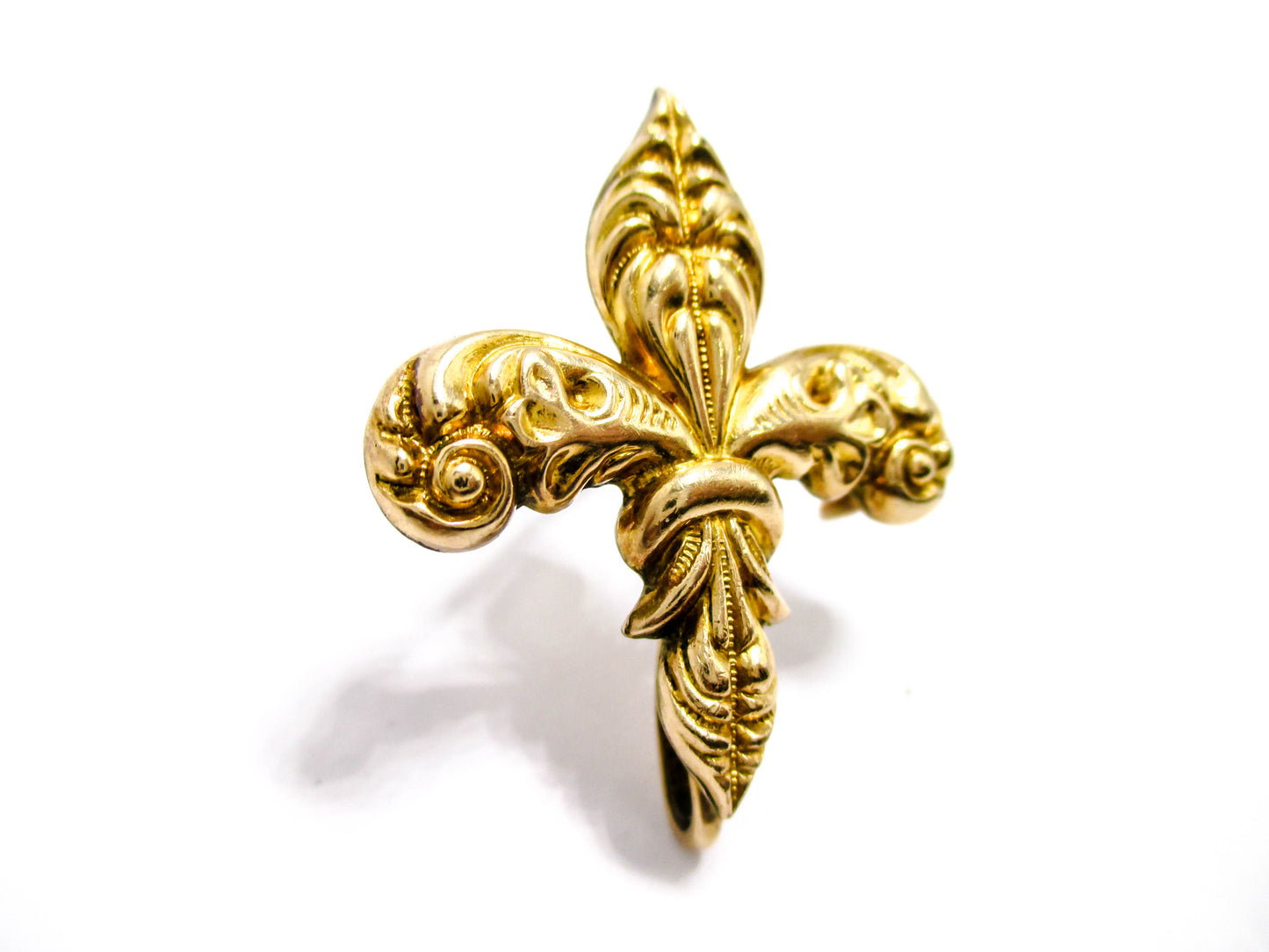 Fleur-de-lis Watch Pin - Beautiful Front, Damaged Back