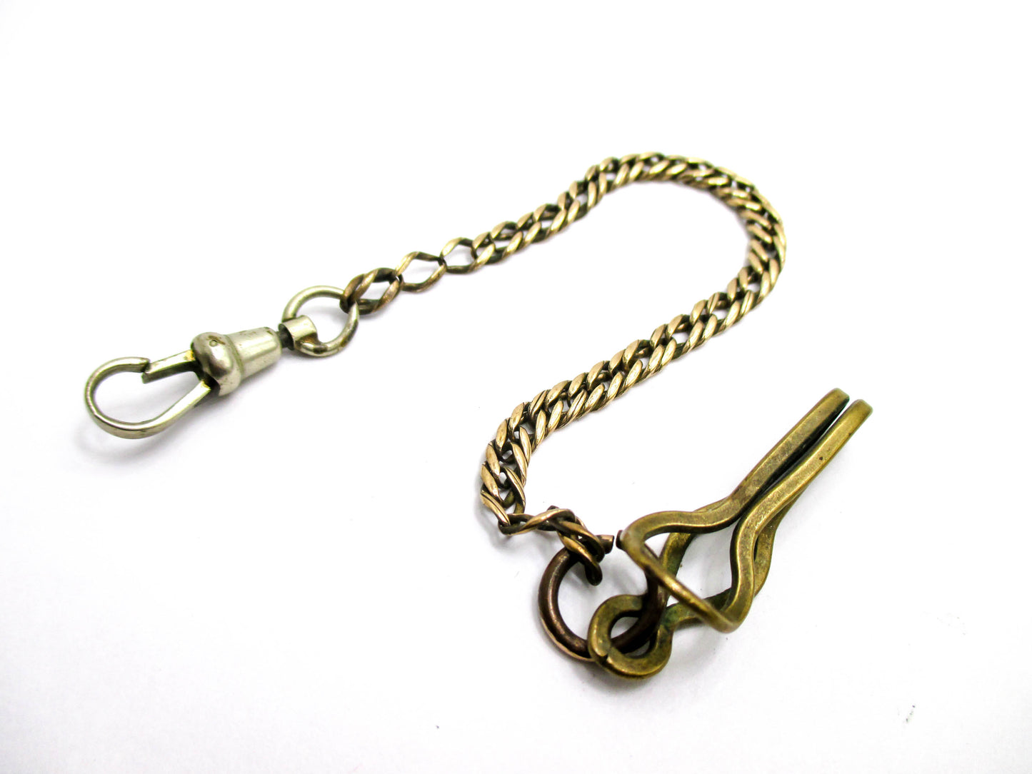 20th Century Watch Chain - 6.9g Unsigned w/ Belt Clip