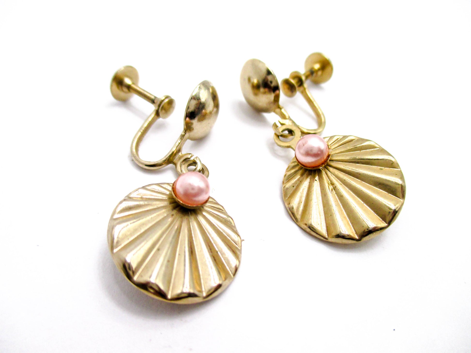 Pink Pearl on the Half Shell - Screw-back Earrings