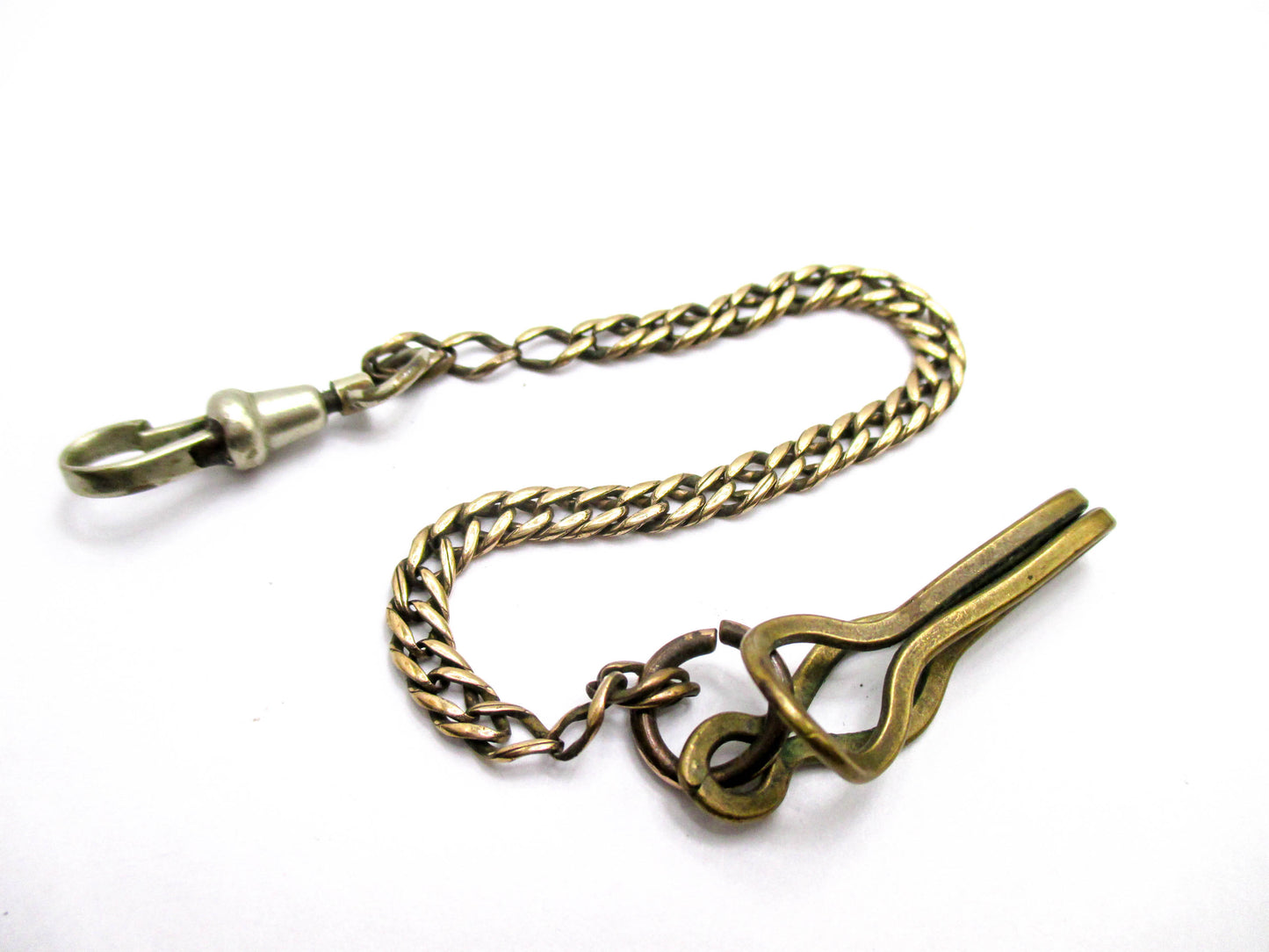 20th Century Watch Chain - 6.9g Unsigned w/ Belt Clip