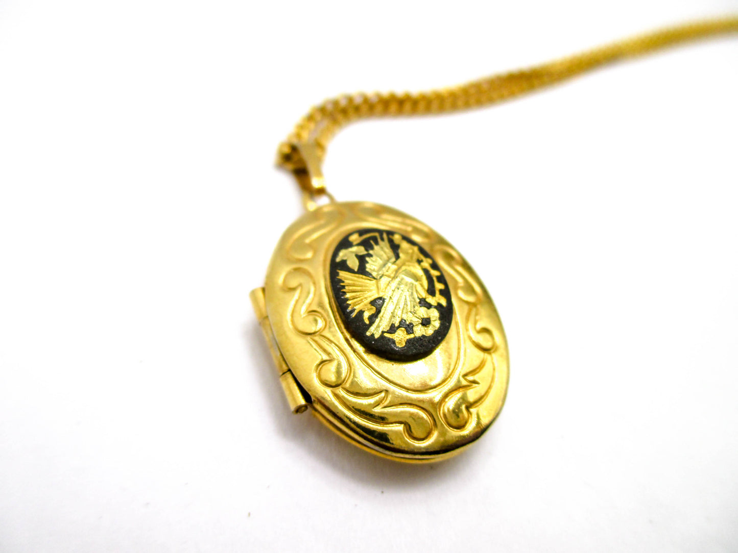 Vintage Damascene Locket Necklace