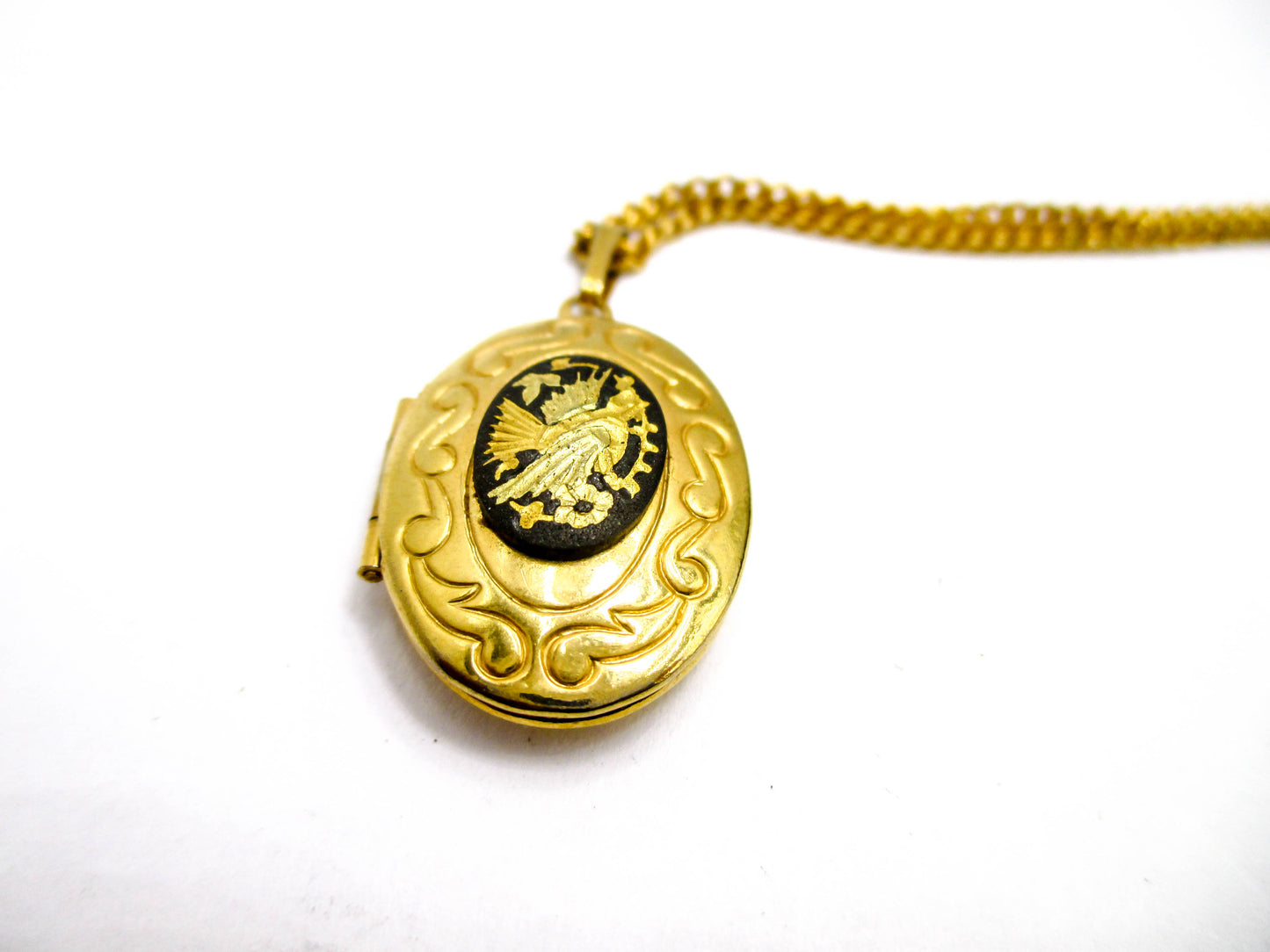 Vintage Damascene Locket Necklace