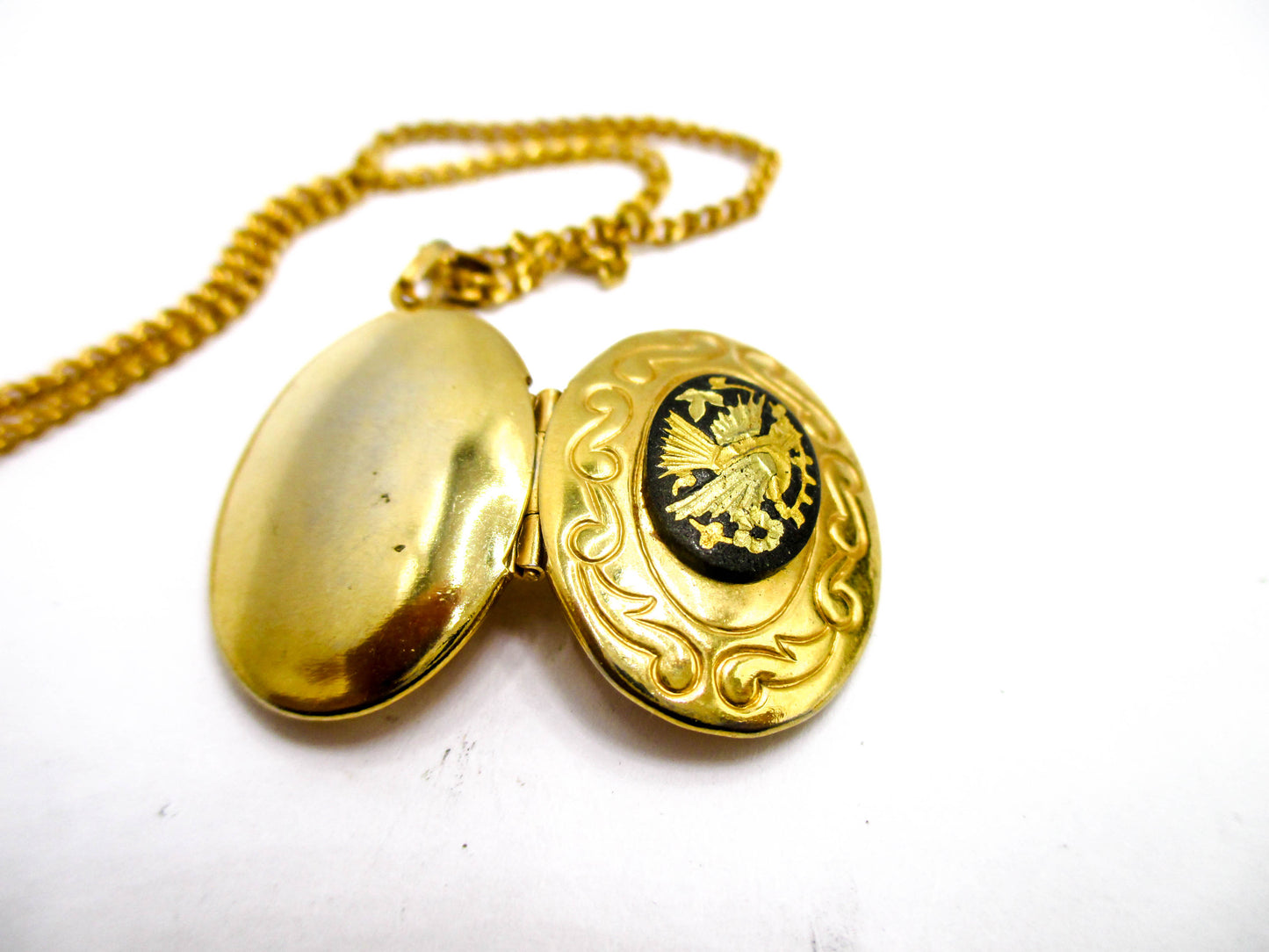Vintage Damascene Locket Necklace