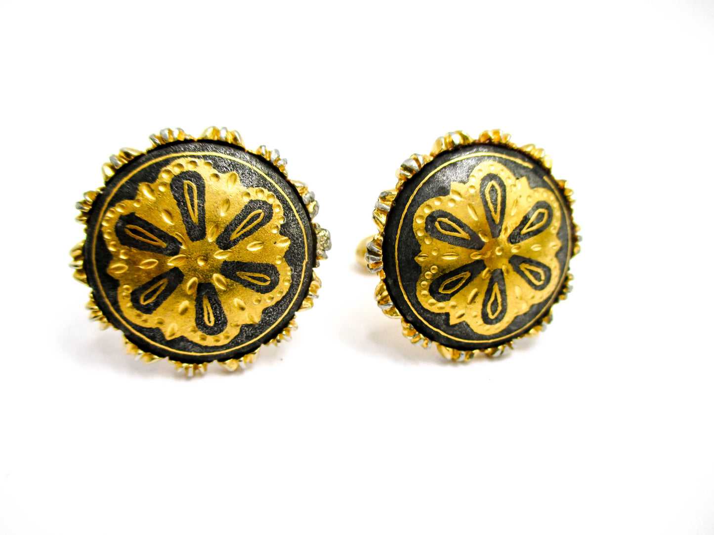 Vintage Gold and Black Damascene Cufflinks