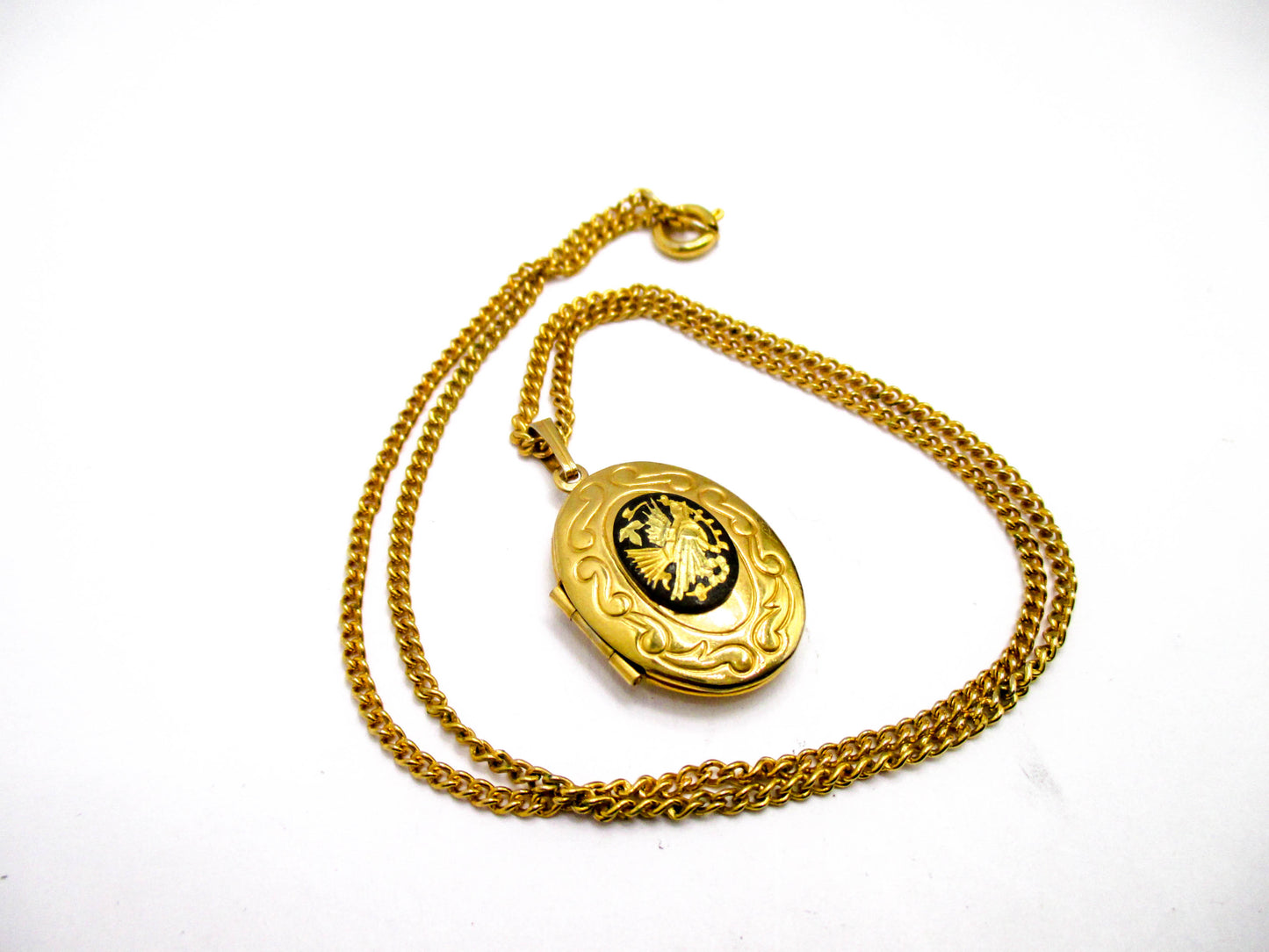 Vintage Damascene Locket Necklace