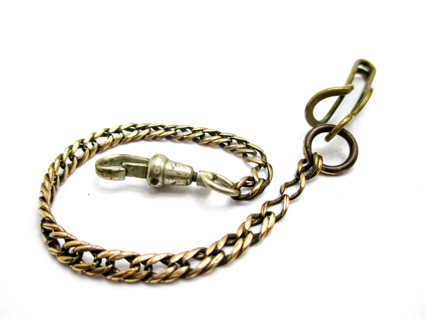 20th Century Watch Chain - 6.9g Unsigned w/ Belt Clip