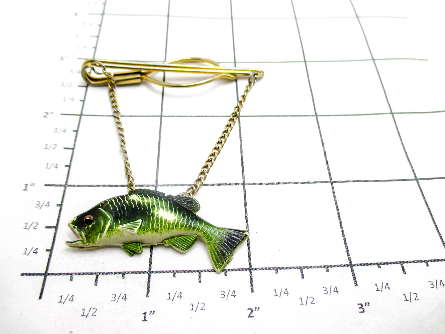 Vintage Enamel Painted Fish Tie Clip