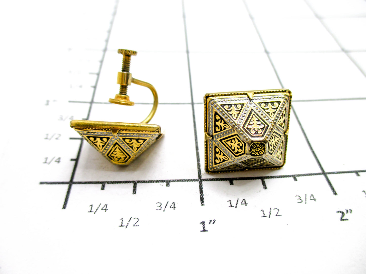 Vintage Screw-back Earrings from Toledo Spain