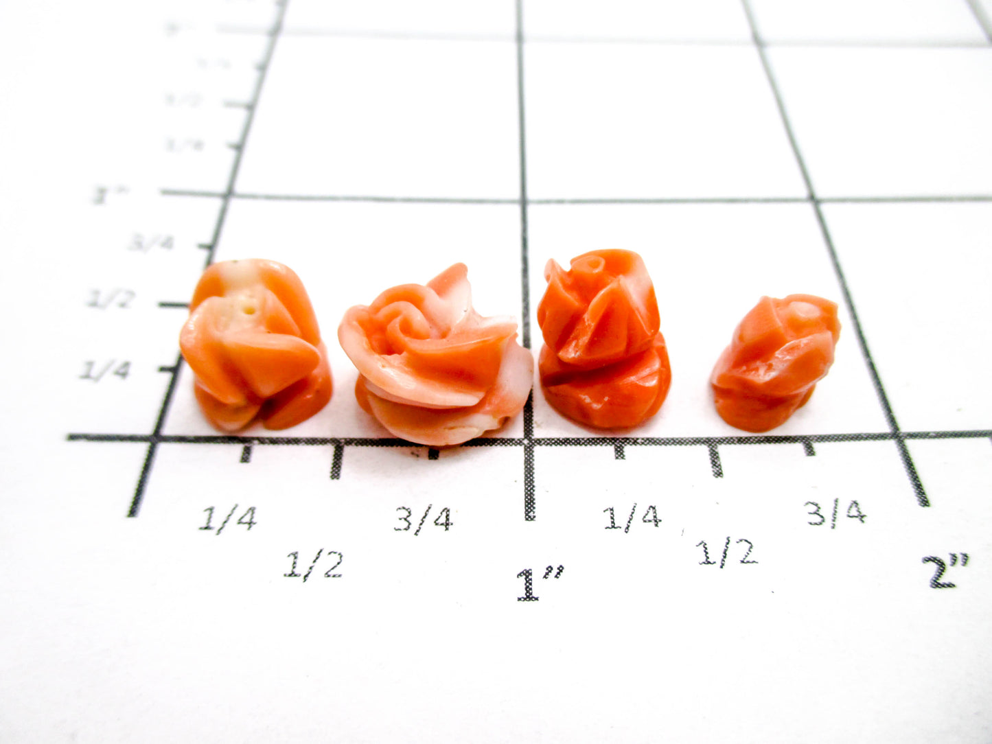 Coral Rose Buds Center Drilled Beads