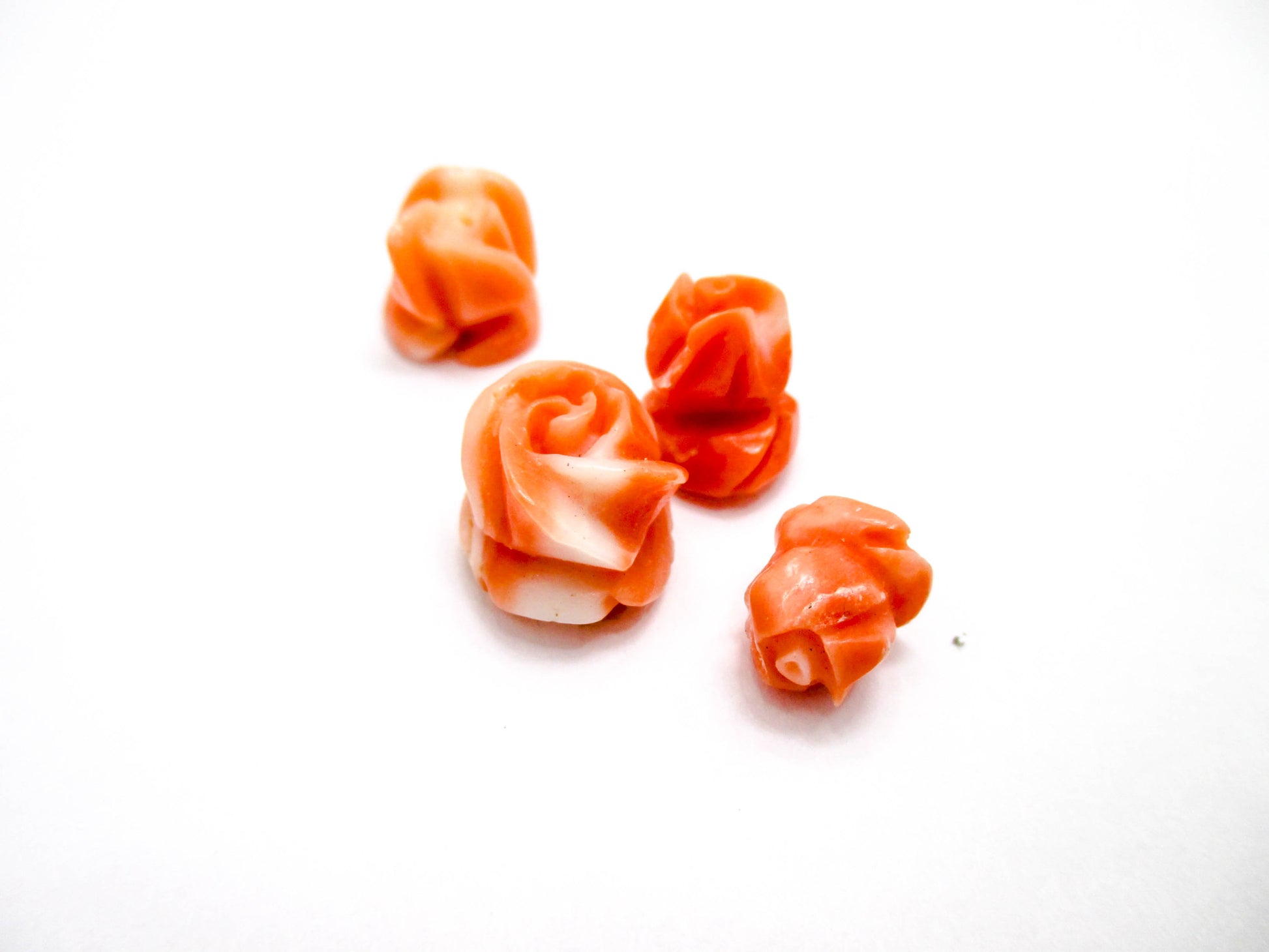 Coral Rose Buds Center Drilled Beads